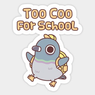 Cute Pigeon With Bag Too Coo For School Funny Sticker